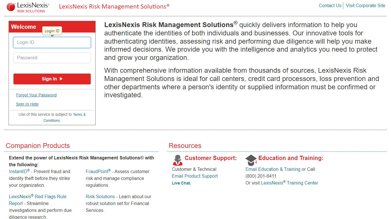 LexisNexis Risk Management Solutions® - Sign In